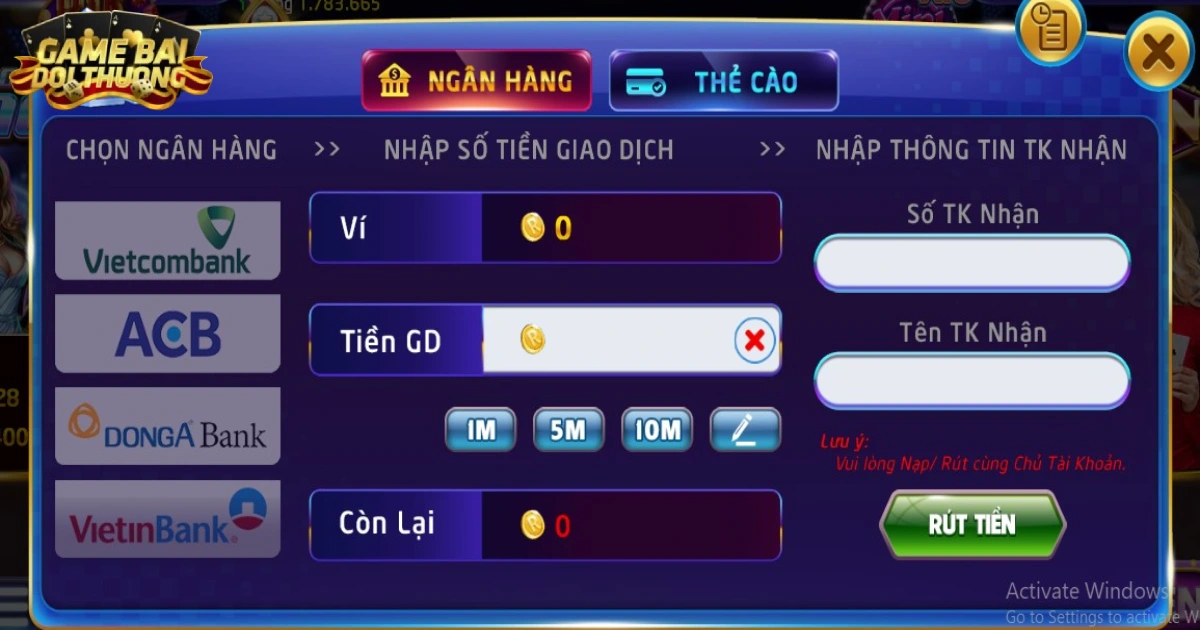 Nạp tiền vào tài khoản game dễ dàng và nhanh chóng